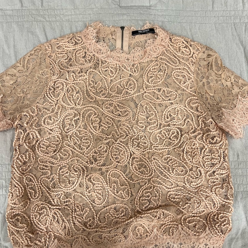 Zara Elegant Lace Pink Top